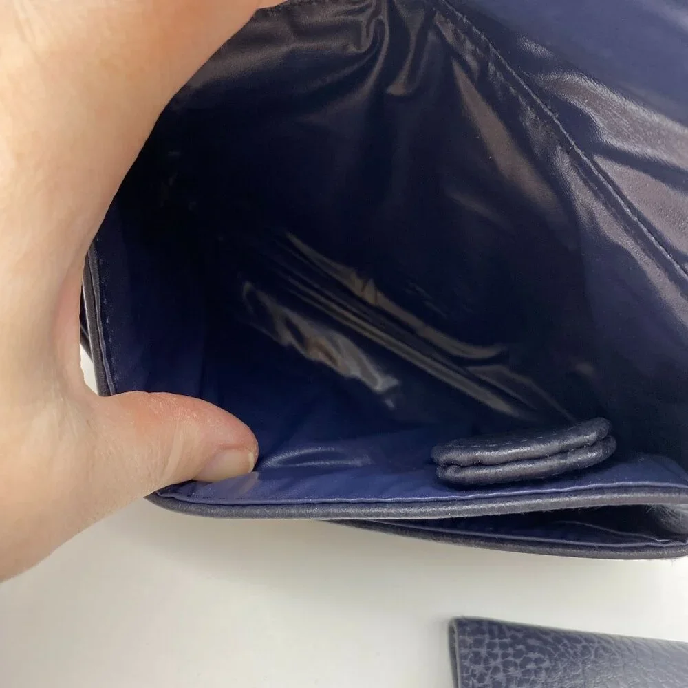 Tan Sac Vegan leather wallet change‎ purse check book cover blue VTG vegan